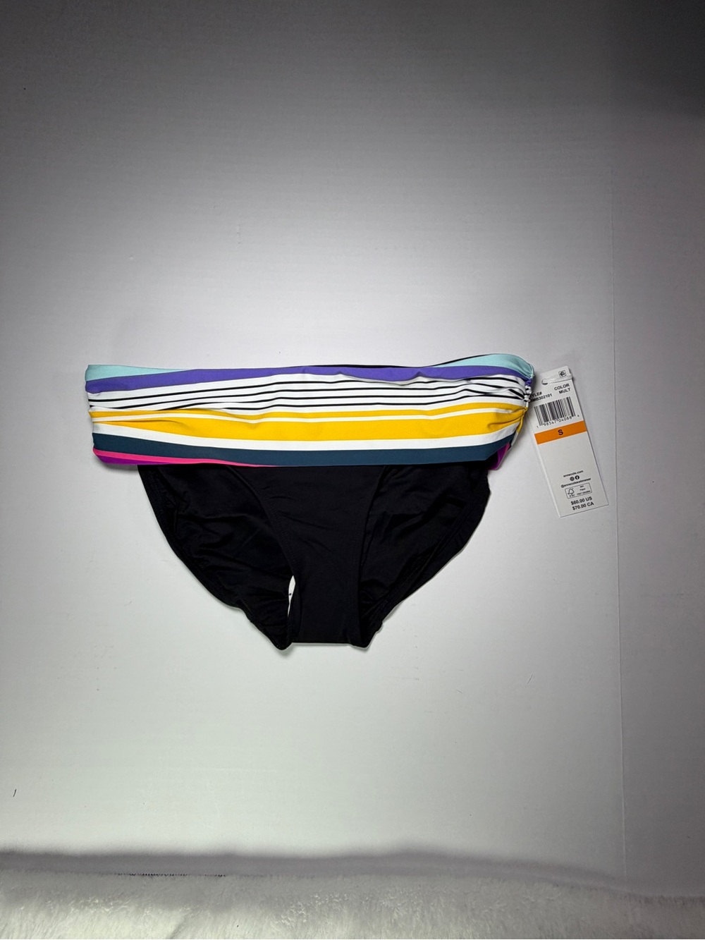 Anne Cole Black Bikini Bottoms with Multicolor Striped Band